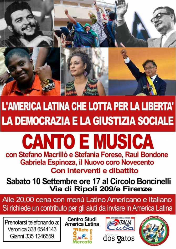 Canto e musica e cena latinoamericana - 10 settembre Circolo Boncinelli - Ass. Amicizia Italia Cuba FI