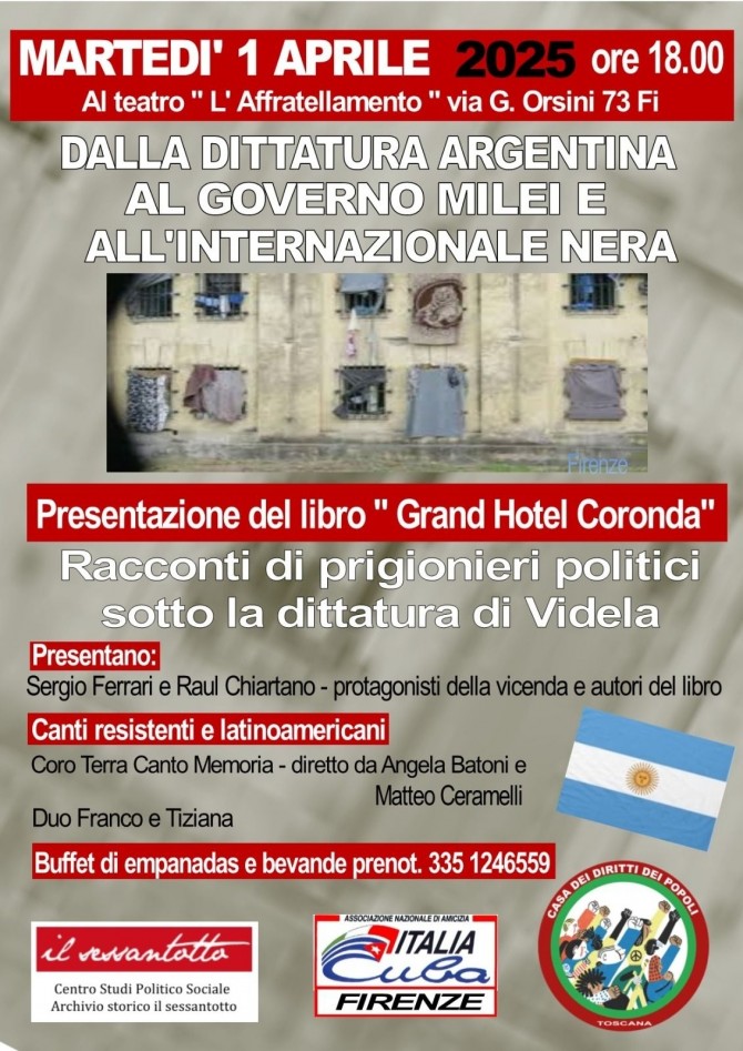Iniziativa su Argentina e presentazione libro - martedì 1 aprile ore 18 - Ass. Amicizia Italia Cuba FI