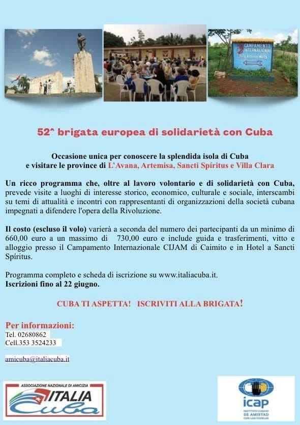 52^ brigata solidarietà europea con Cuba - Ass. Amicizia Italia Cuba FI