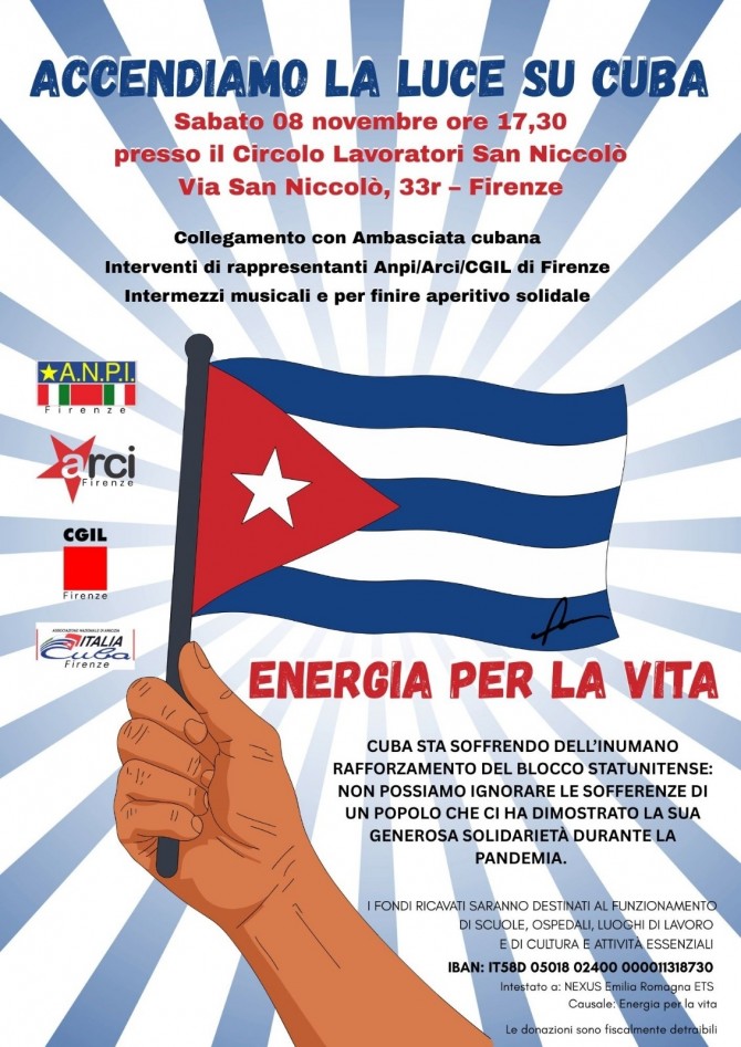 Accendiamo la luce su CUBA - 8 novembre ore 17.30 circolo San Niccolò - Ass. Amicizia Italia Cuba FI