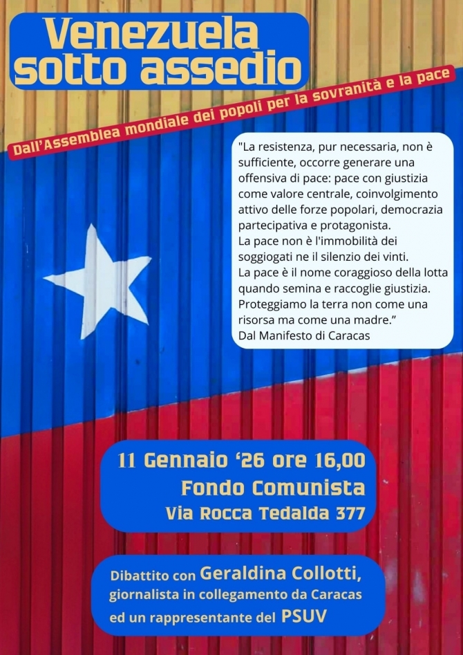 Venezuela sotto assedio - 11 gennaio ore 16 - Fondo Comunista - Ass. Amicizia Italia Cuba FI