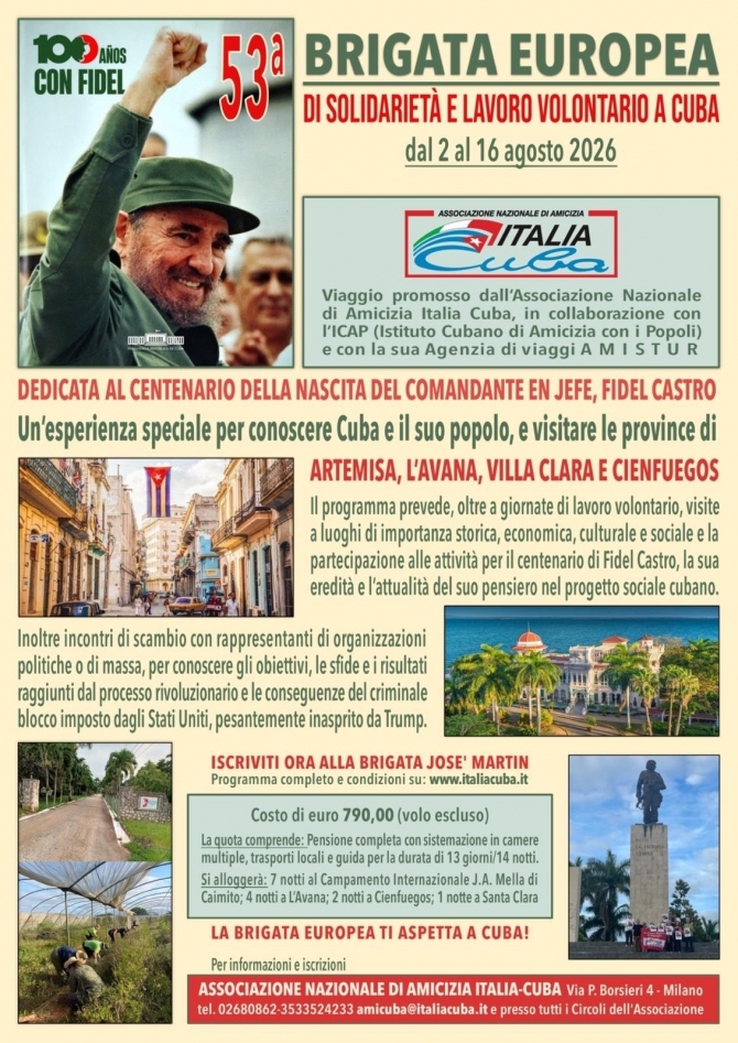 Brigata Europea di solidarietà e lavoro volontario a Cuba - Ass. Amicizia Italia Cuba FI