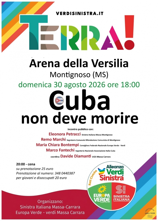 Cuba non deve morire - 30.08.26 Montignoso (MS) - Ass. Amicizia Italia Cuba FI
