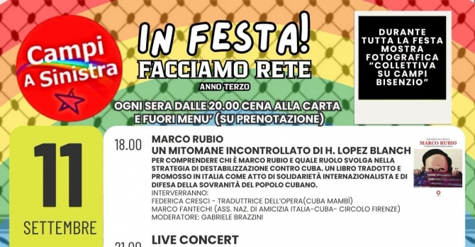 "Marco Rubio. Un mitomane incontrollato" presentazione libro - 11/09 ore 18 - Ass. Amicizia Italia Cuba FI